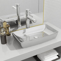 Lavandino-Lavabo-Lavello 71x38x13,5 cm in Ceramica Argento