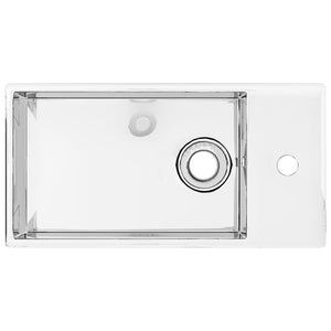 Lavandino con Troppopieno 49x25x15 cm in Ceramica Argento cod mxl 48375