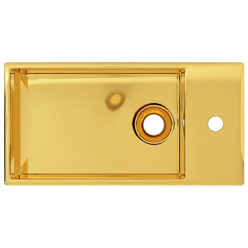 Lavandino con Troppopieno 49x25x15 cm in Ceramica Oro 143492