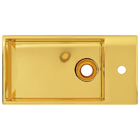 Lavandino con Troppopieno 49x25x15 cm in Ceramica Oro 143492