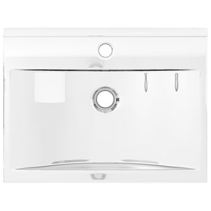 Lavandino con Troppopieno 60x46x16 cm in Ceramica Argento