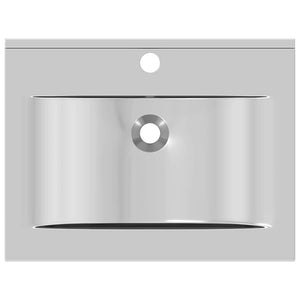 Lavandino con Troppopieno-Lavabo-Lavello 60x46x16 cm in Ceramica Argento