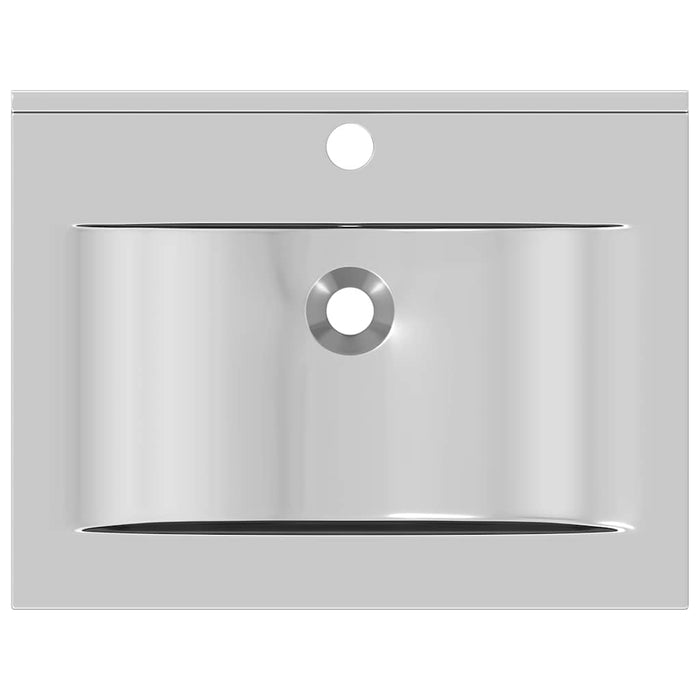 Lavandino con Troppopieno-Lavabo-Lavello 60x46x16 cm in Ceramica Argento