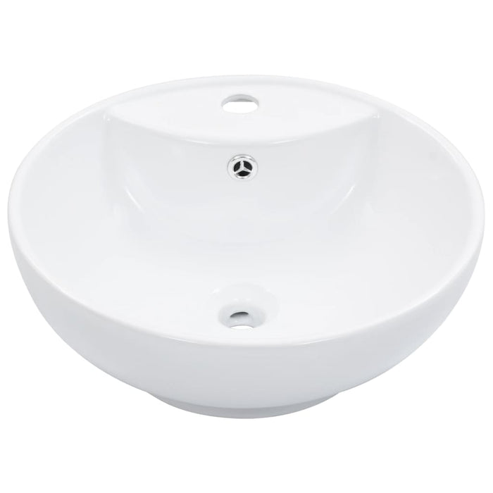 Lavandino con Troppopieno-Lavabo-Lavello 46,5x18 cm in Ceramica Bianco