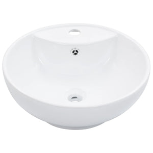 Lavandino con Troppopieno-Lavabo-Lavello 46,5x18 cm in Ceramica Bianco