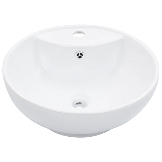 Lavandino con Troppopieno-Lavabo-Lavello 46,5x18 cm in Ceramica Bianco