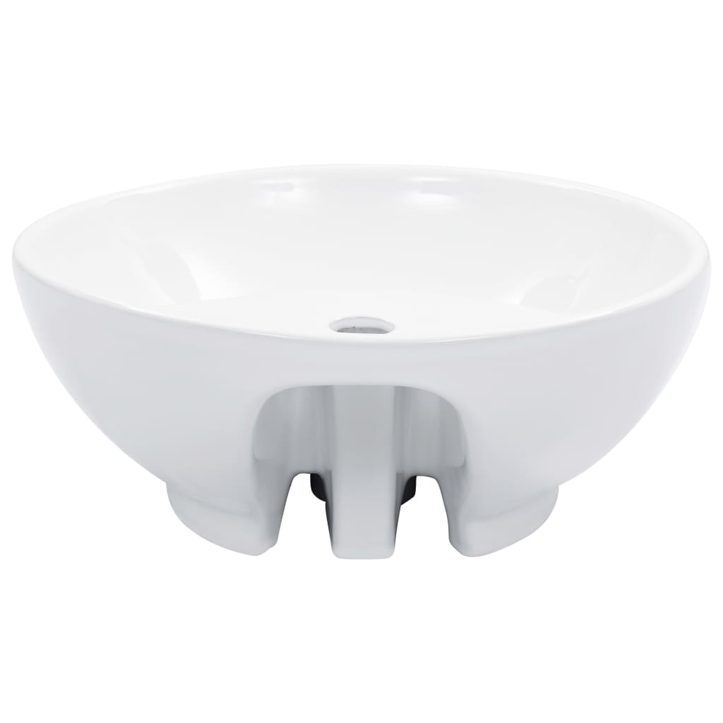 Lavandino con Troppopieno-Lavabo-Lavello 46,5x18 cm in Ceramica Bianco