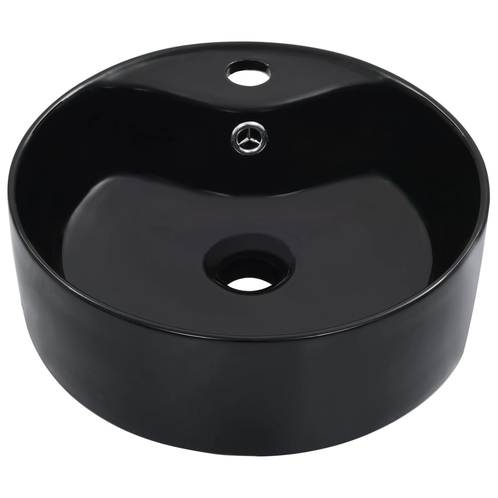 Lavandino con Troppopieno-Lavabo-Lavello 36x13 cm in Ceramica Nero