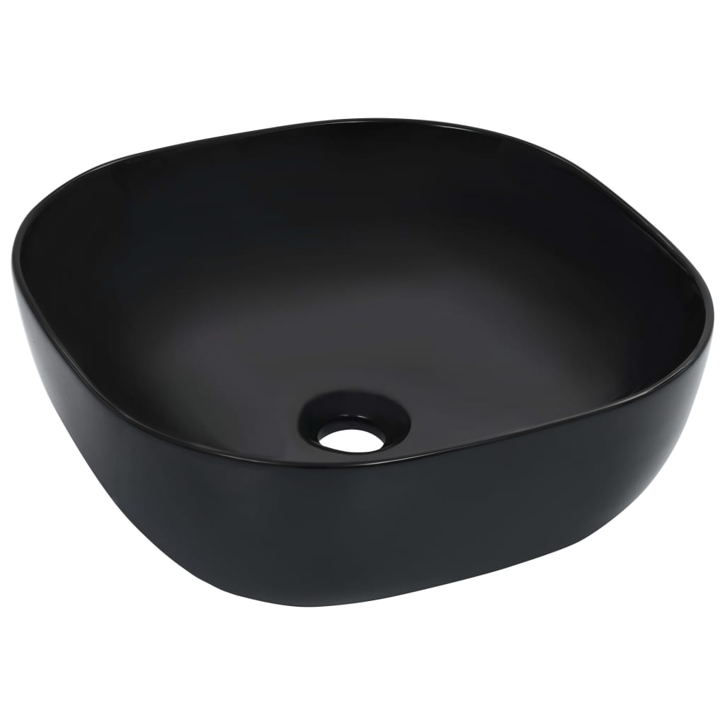 Lavabo lavabo da montare interno bagno doccia cabina WC casa 42,5 x 42,5 cm ceramica nera 02_0002627
