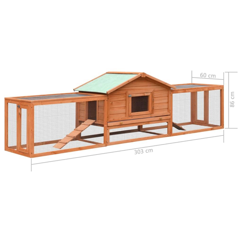 Conigliera piccoli animali 303 x 60 x 86 cm pino massiccio e abete 02_0000613