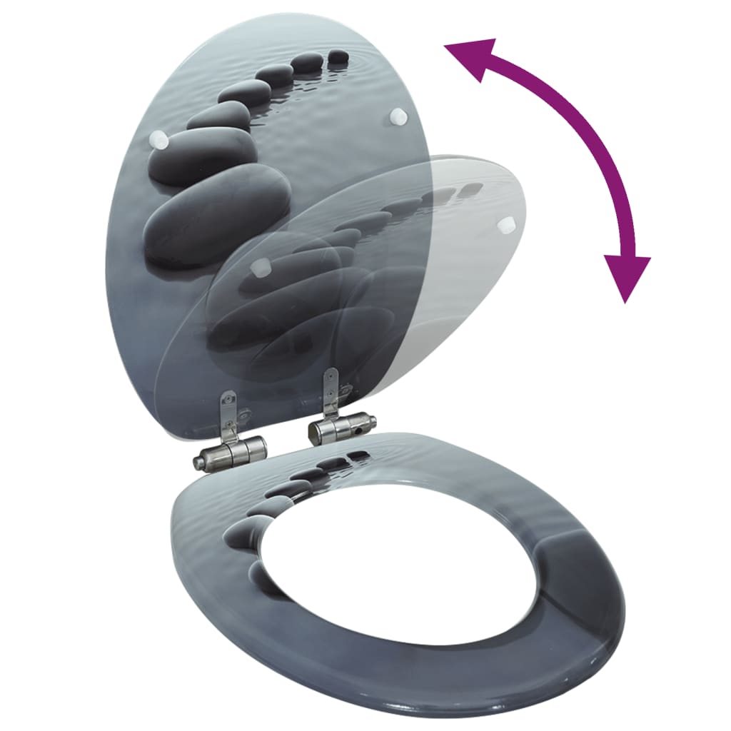 Tavoletta WC Coperchio Chiusura Morbida MDF Design a Pietre 143928