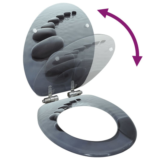 Tavoletta WC Coperchio Chiusura Morbida MDF Design a Pietre 143928