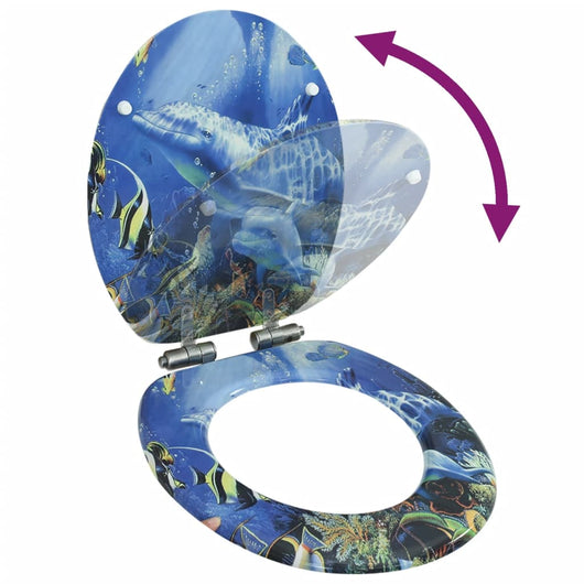 Tavoletta WC Coperchio Chiusura Morbida MDF Delfini 143930