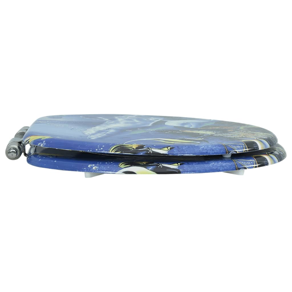 Tavoletta WC Coperchio Chiusura Morbida MDF Delfini 143930