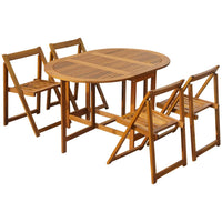 Set da Pranzo da Giardino 5 pz Pieghevole in Massello di Acacia cod mxl 34566