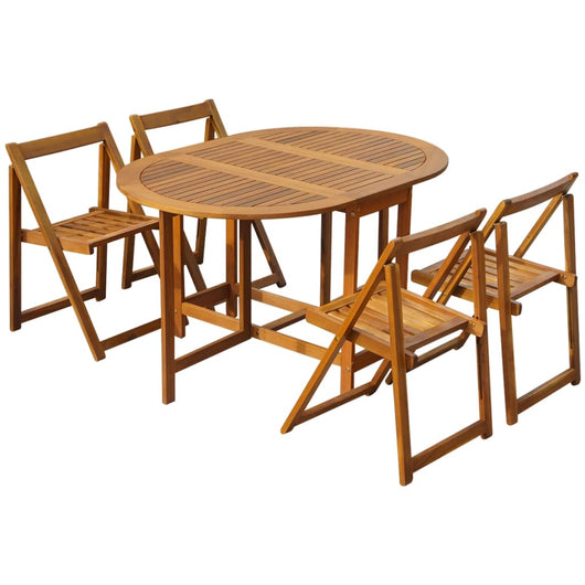 Set da Pranzo da Giardino 5 pz Pieghevole in Massello di Acacia cod mxl 34566