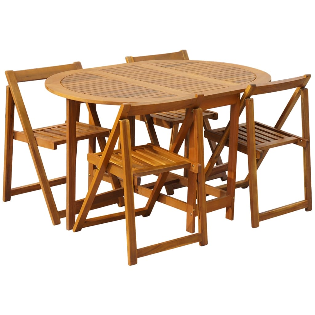 Set da Pranzo da Giardino 5 pz Pieghevole in Massello di Acacia cod mxl 34566