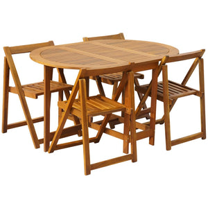 Set da Pranzo da Giardino 5 pz Pieghevole in Massello di Acacia cod mxl 34566