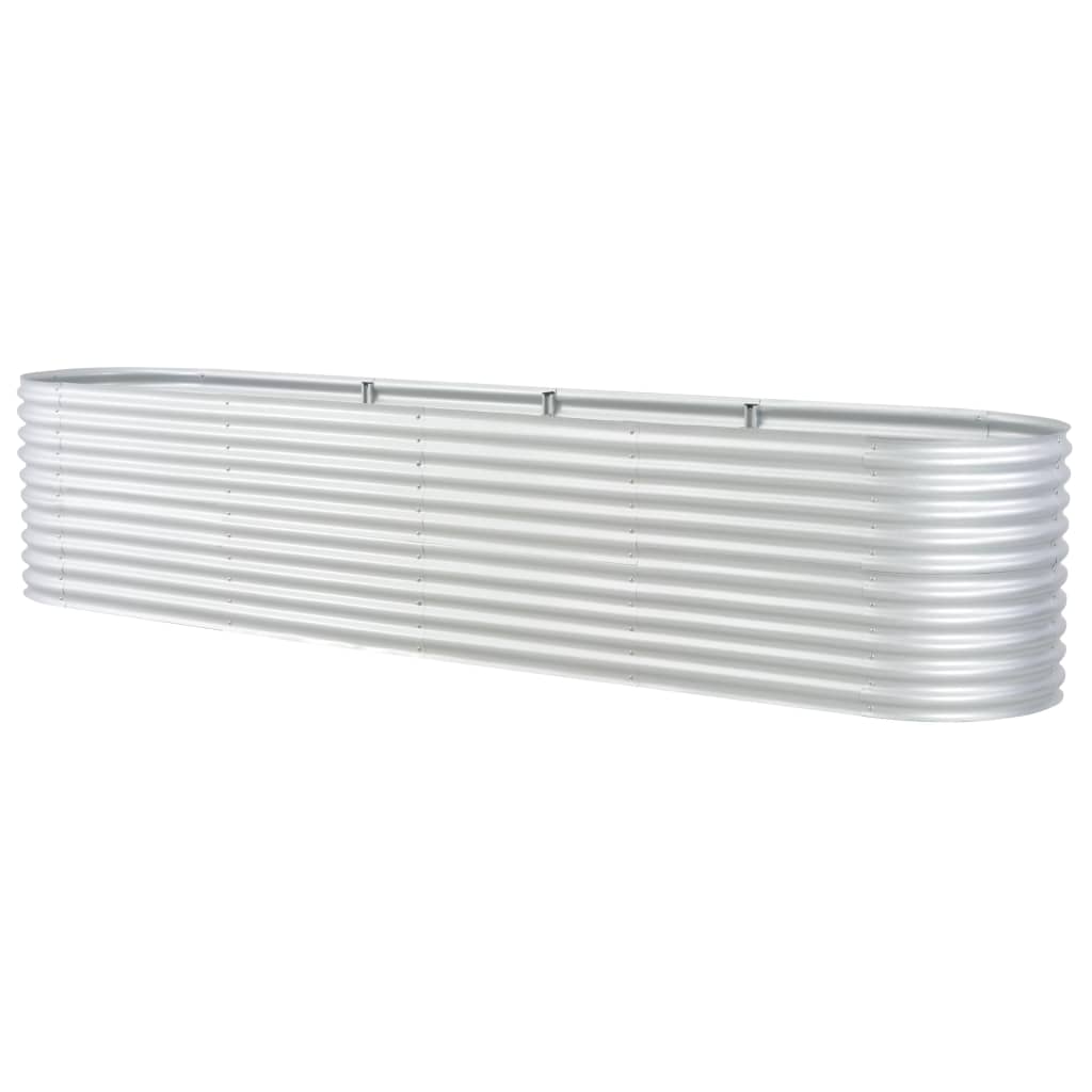 Fioriera rialzata piante fiori giardino 400 x 80 x 81 cm acciaio zincato argento 02_0001052