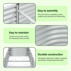 Letto Rialzato Giardino 400x80x44 cm in Acciaio Zincato Argento cod mxl 44313