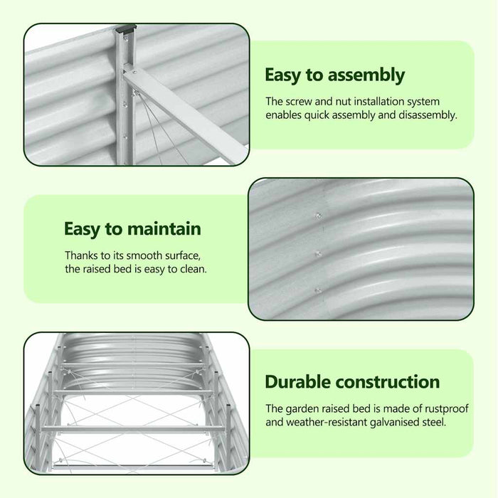 Letto Rialzato Giardino 400x80x44 cm in Acciaio Zincato Argento cod mxl 44313