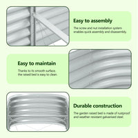 Letto Rialzato Giardino 240x80x44 cm in Acciaio Zincato Argento cod mxl 48179