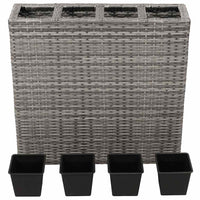 Letto Rialzato da Giardino con 4 Vasi in Polyrattan Grigio 45426