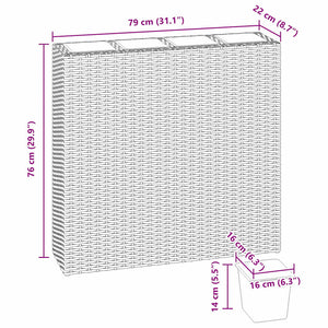 Letto Rialzato da Giardino con 4 Vasi in Polyrattan Grigio 45426