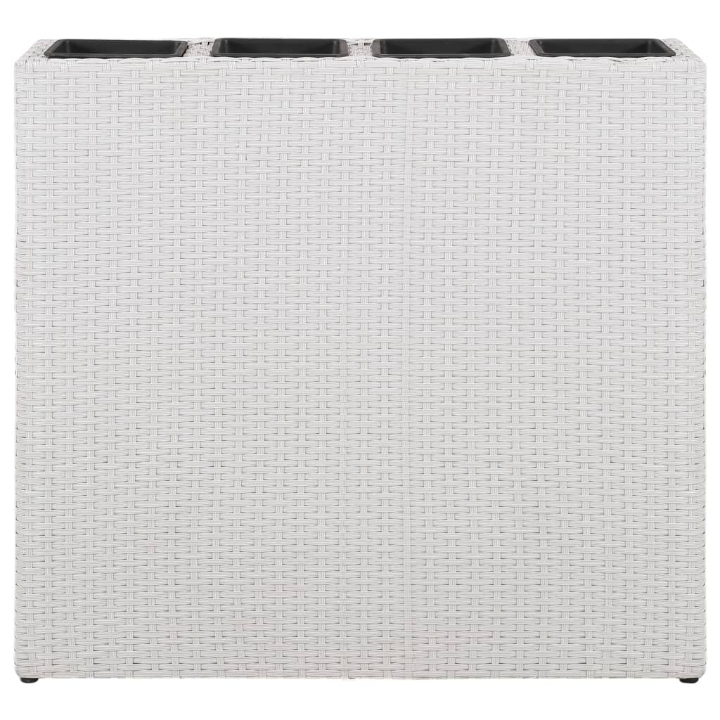 Fioriera da giardino rialzata per piante e fiori con 4 vasi in resina intrecciata bianca 02_0001151