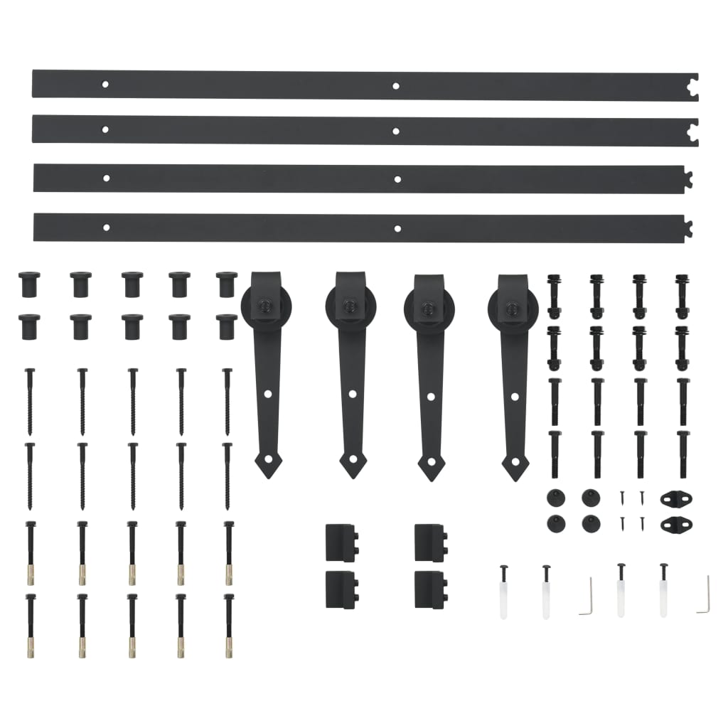 Kit di Binari per Porte Scorrevoli 2x183 cm in Acciaio Nero 275606