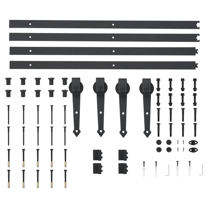 Kit di Binari per Porte Scorrevoli 2x183 cm in Acciaio Nero 275606