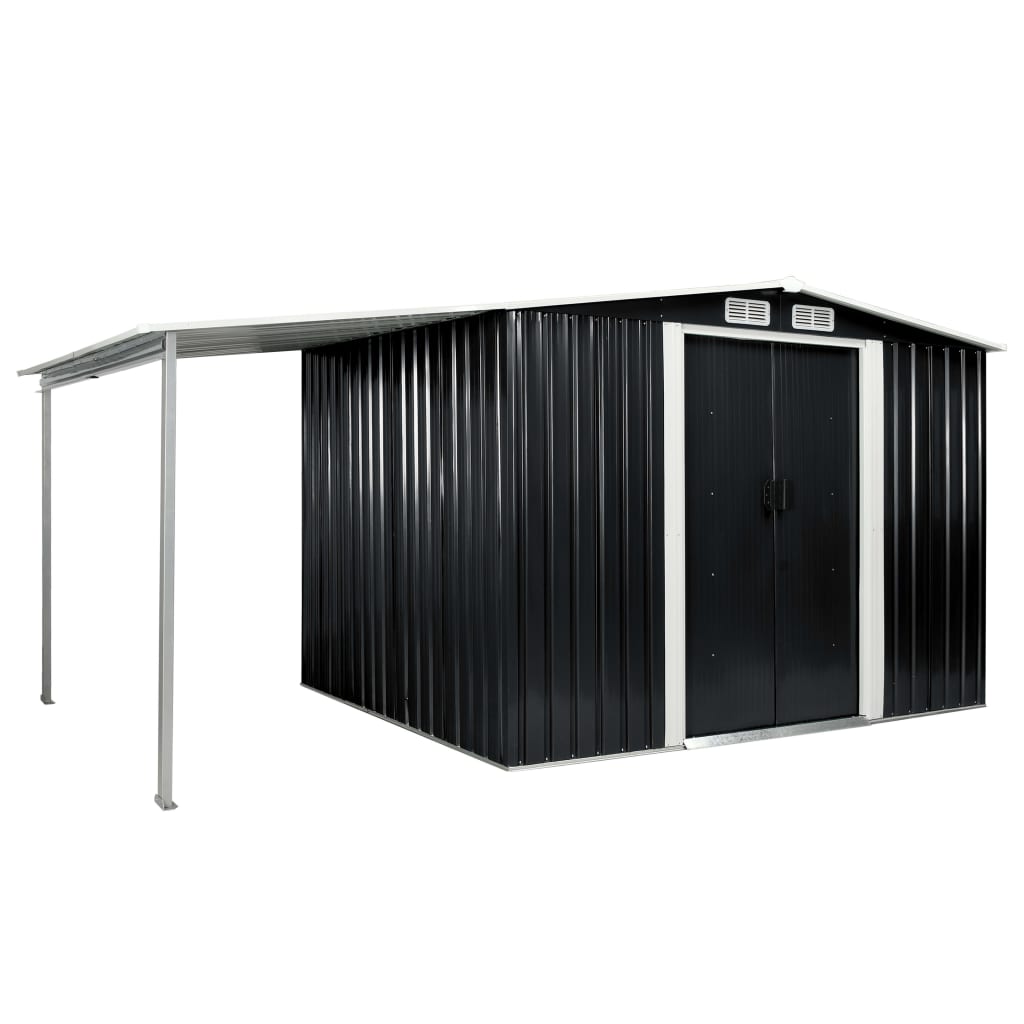Capanno con Porte Scorrevoli Antracite 386x205x178cm Acciaio cod mxl 55678