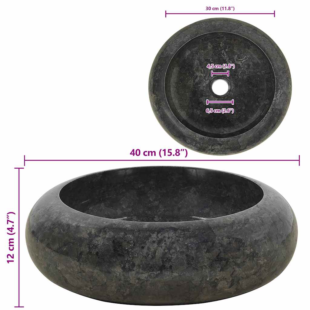 Lavandino 40x12 cm in Marmo Nero 142766