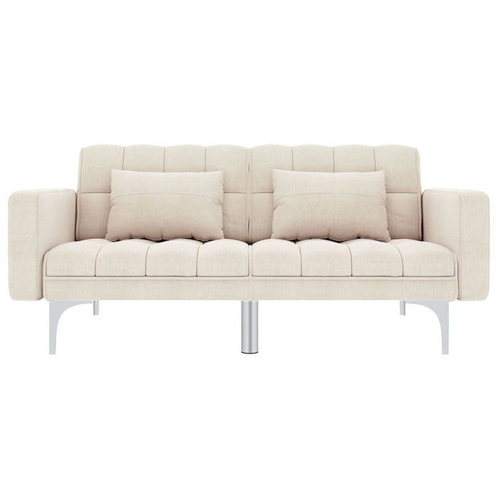 Divano Letto Crema in Tessuto 247216