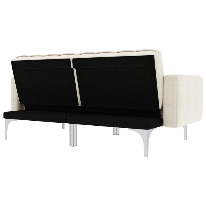 Divano Letto Crema in Tessuto 247216