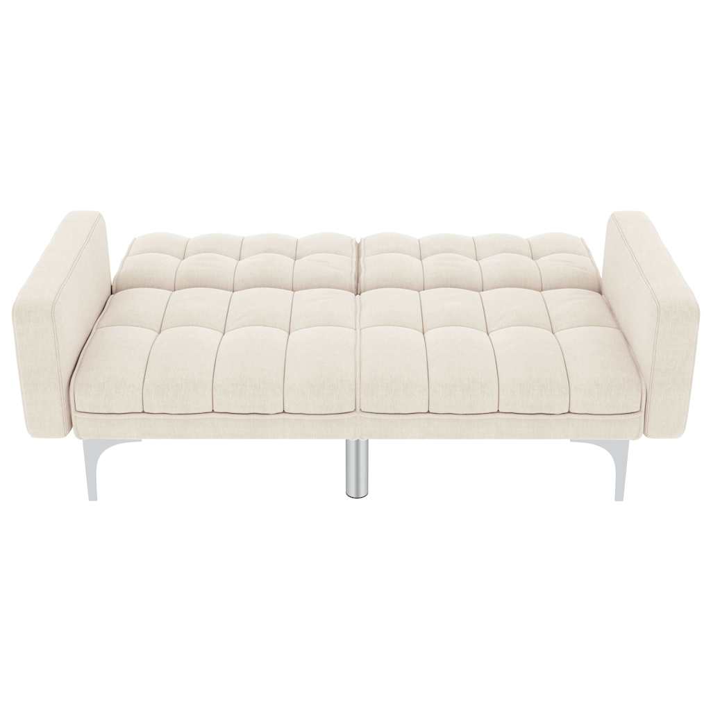 Divano Letto Crema in Tessuto 247216