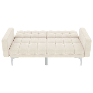 Divano Letto Crema in Tessuto 247216