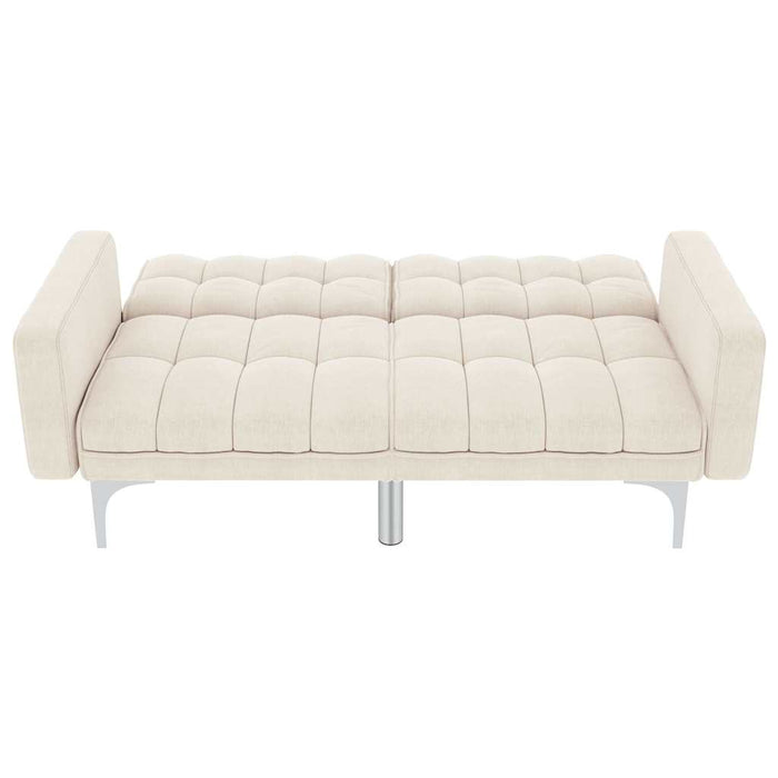 Divano Letto Crema in Tessuto 247216