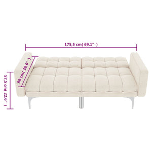 Divano Letto Crema in Tessuto 247216
