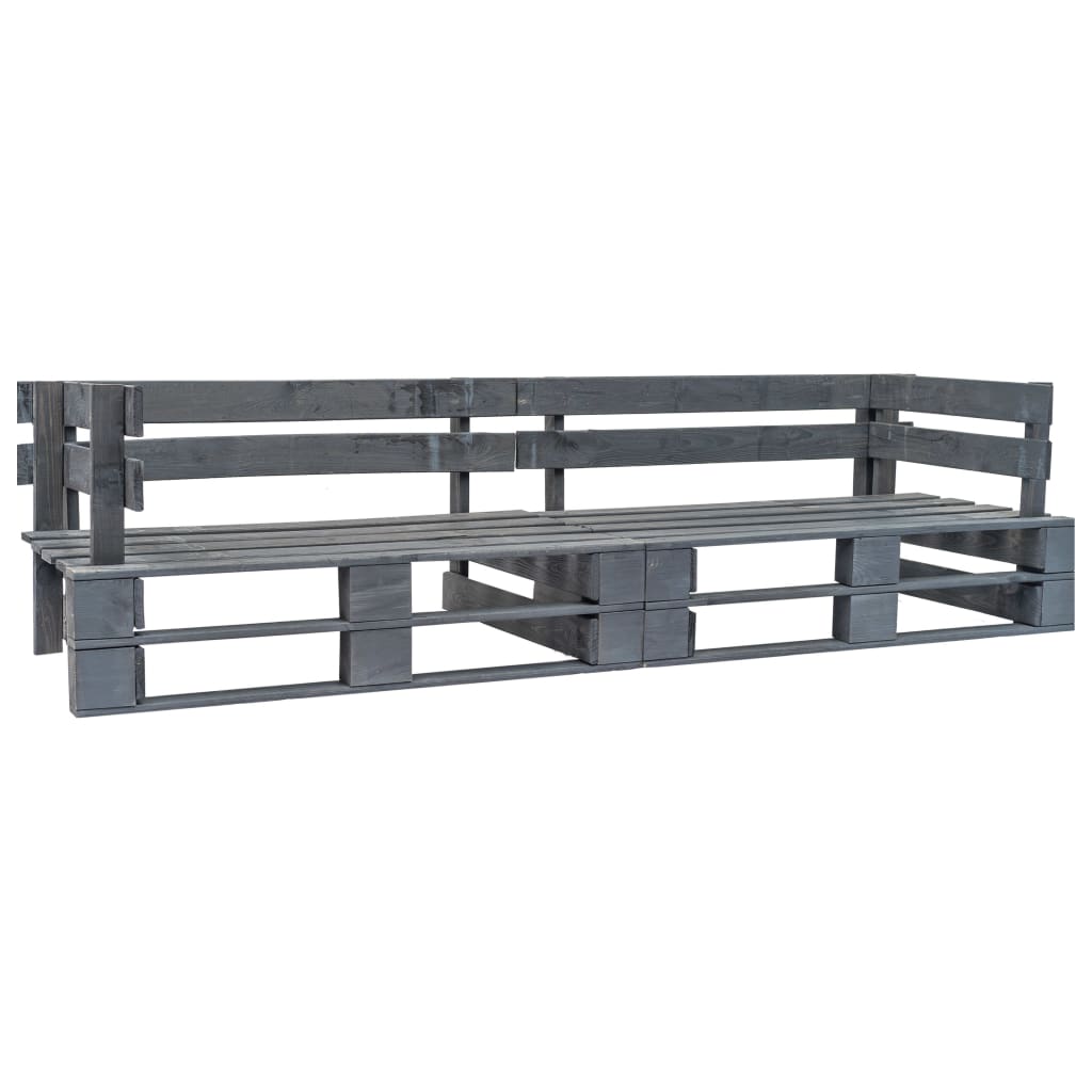 Set Divani Giardino Pallet 2pz con Cuscini Grigi Legno di Pino 275300