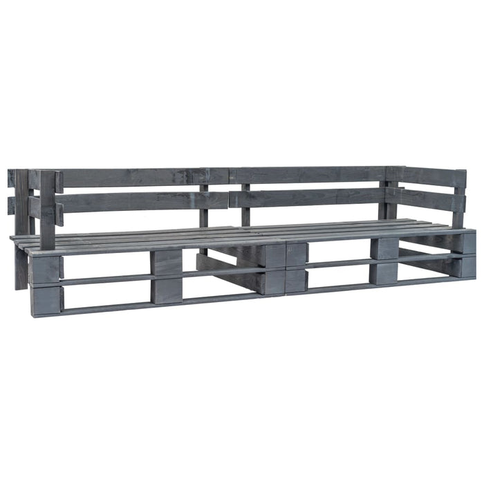 Set Divani Giardino Pallet 2pz con Cuscini Grigi Legno di Pino 275300