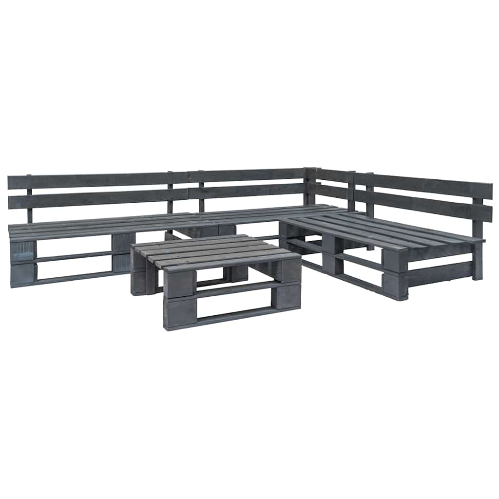 Salotto da Giardino in Pallet con Cuscini Grigi 4 pz in Legno 275306