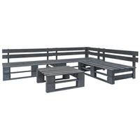 Salotto da Giardino in Pallet con Cuscini Grigi 4 pz in Legno 275306