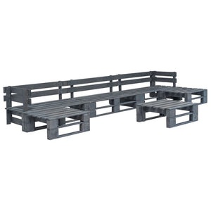 Set Divani da Giardino 6 pz Pallet Cuscini Grigi in Legno cod mxl 40178