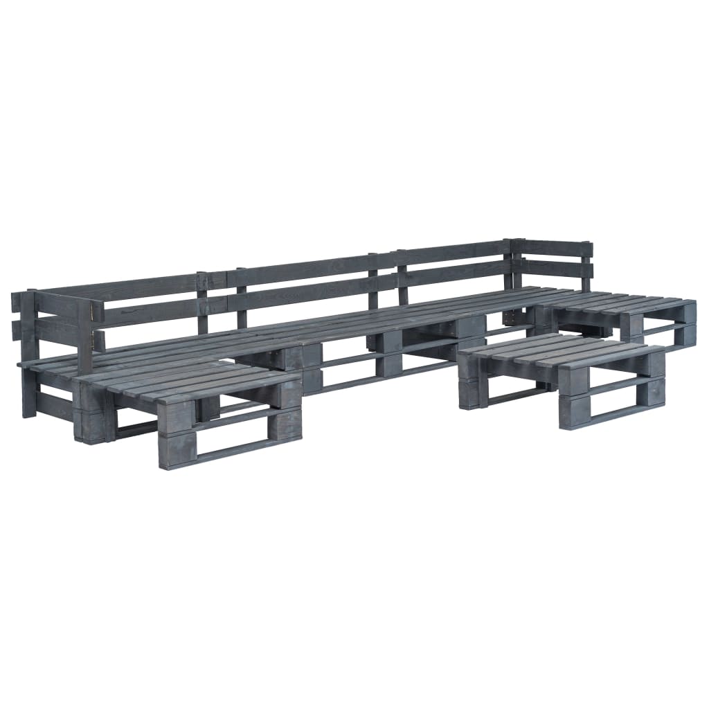 Salotto da Giardino in Pallet con Cuscini Rossi 6 pz in Legno 275325