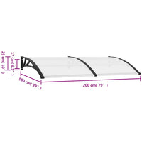 Pensilina per Porta Nera 200x100 cm in PC 45627