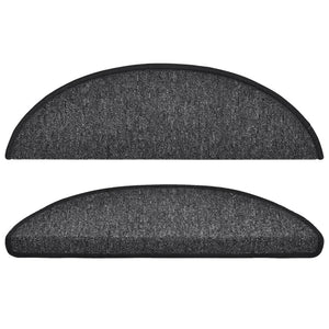 Tappetini per scale 15 pz 56x17x3 cm Antracite Semicircolari 133876