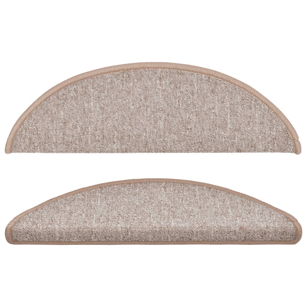 Tappetini per scale 15 pz 56x17x3 cm Marrone chiaro Semicircolari 133878