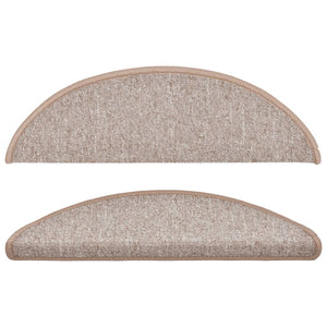 Tappetini per scale 15 pz 56x17x3 cm Marrone chiaro Semicircolari 133878