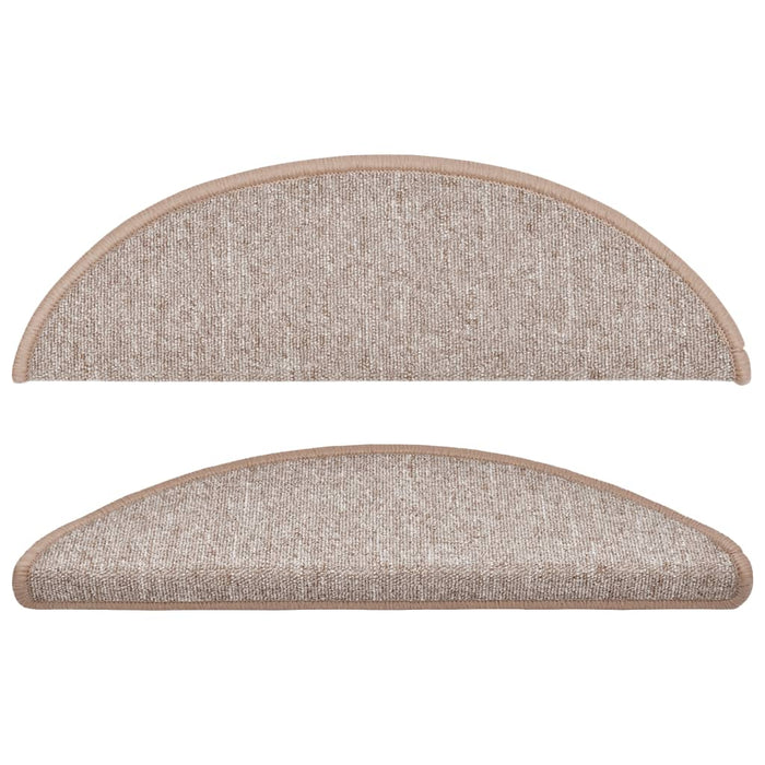 Tappetini per scale 15 pz 56x17x3 cm Marrone chiaro Semicircolari 133878